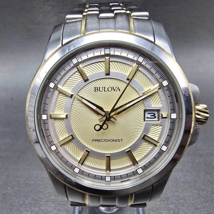Bulova Precisionist Watch men 42mm Champagne Dial Two Tone Date 98B156 PARTS0