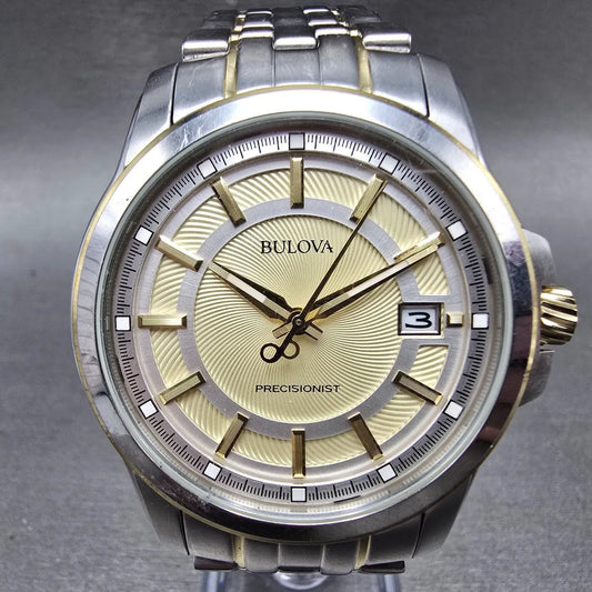 Bulova Precisionist Watch men 42mm Champagne Dial Two Tone Date 98B156 PARTS0