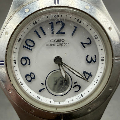 Casio Waveceptor Watch Women 35mm White Dial Silver Tone Analog Digital READ!!!!1