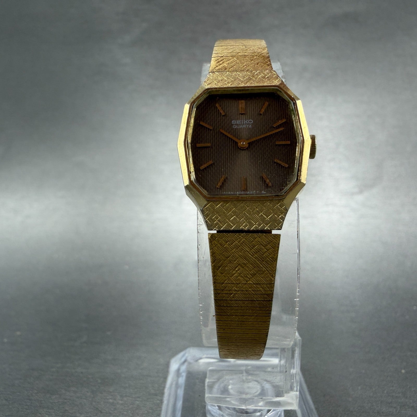Seiko Watch Women 19mm Brown Dial Gold Tone 1400-5429  Octagon New Battery VTG5
