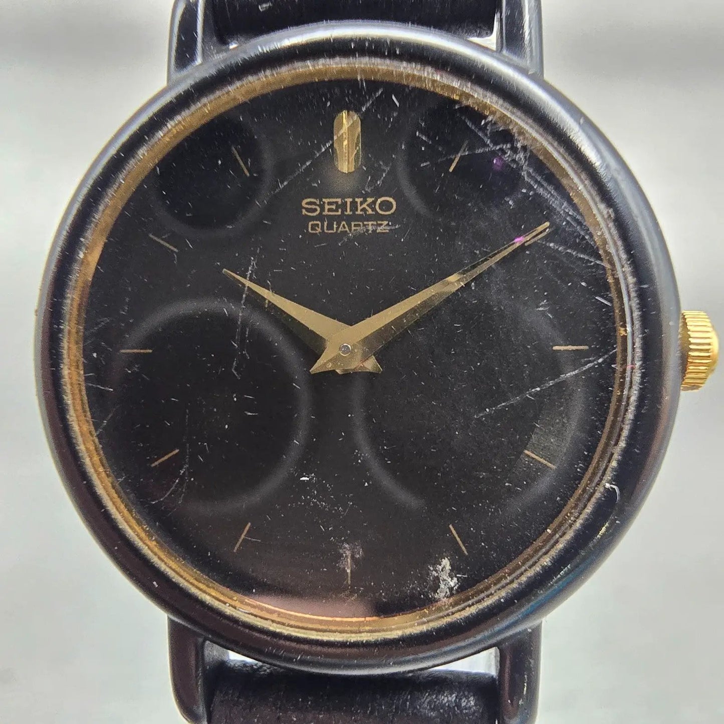Seiko Watch Women 20mm Black Dial Black Tone Round 2Y00-0G49 New Battery Vintage1