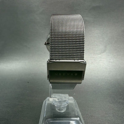 Skagen Watch Men 34mm Silver Dial Silver Tone Round Mesh Band 233LSS New Battery7