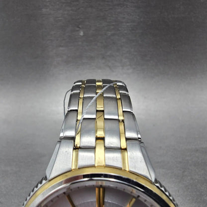 Seiko Solar Watch Men 40mm Silver Dial Two Tone Date Round V157-0CY0 Runs4
