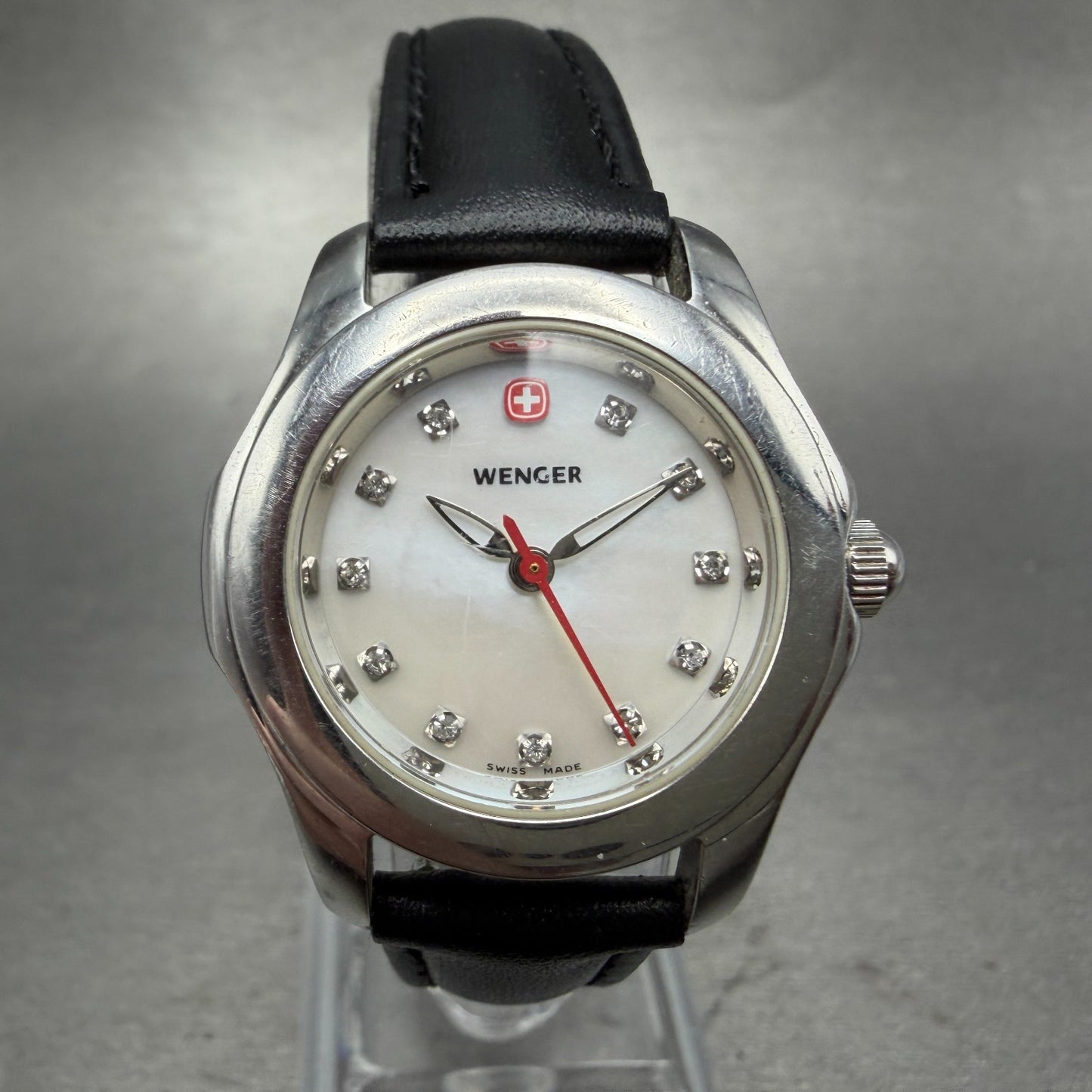 Wenger Watch Women 28mm MOP Dial Silver Tone Round 092.2030 New Battery0