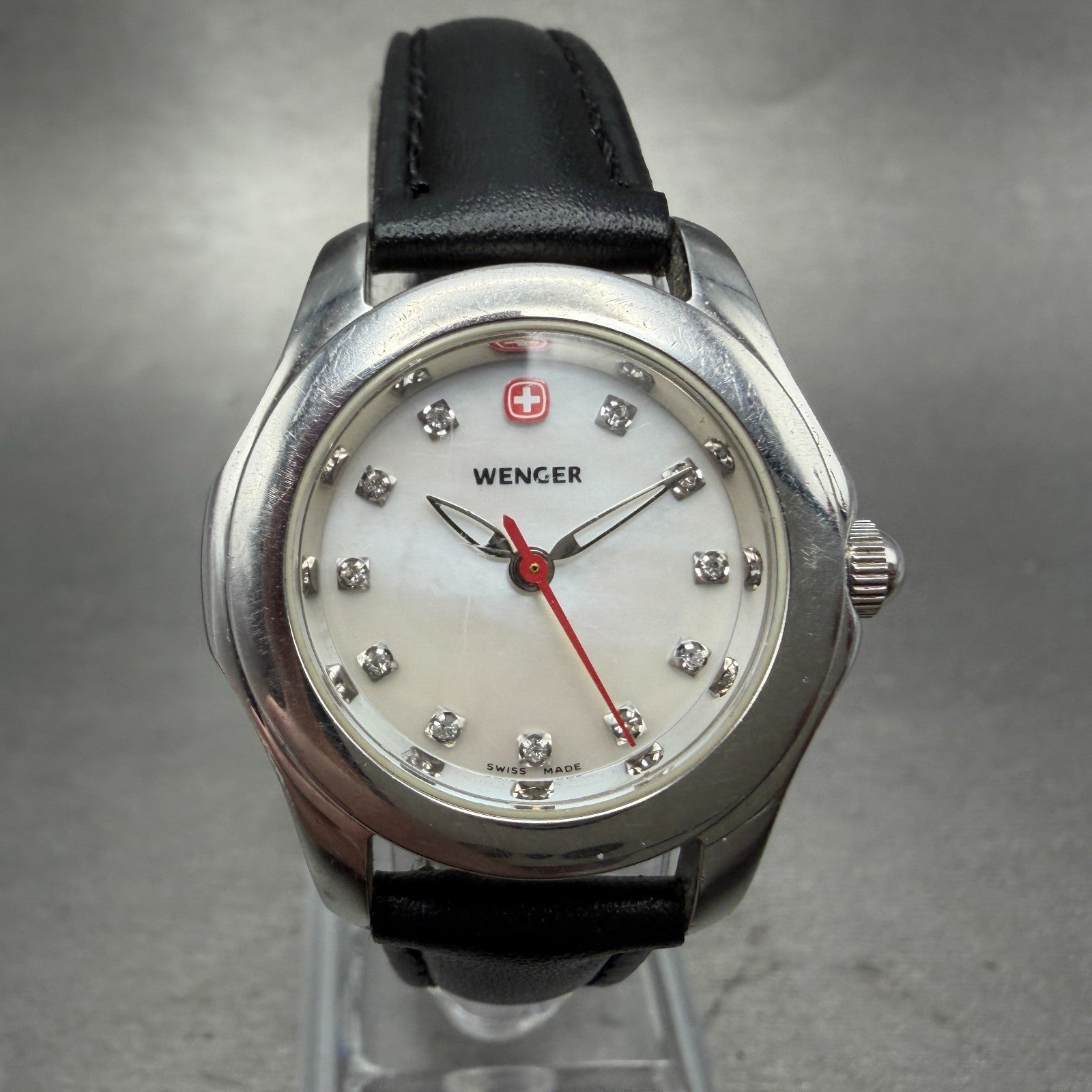 Wenger Watch Women 28mm MOP Dial Silver Tone Round 092.2030 New Battery0