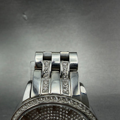 Michael Blake Watch Women 35mm Silver Dial Silver Tone Crystals MK3458 NewBatt4