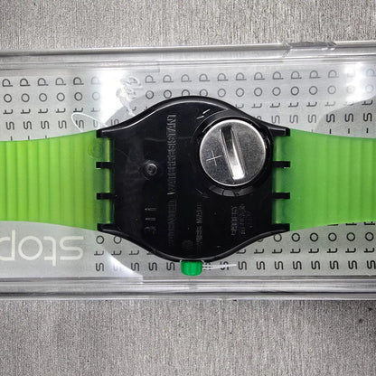 Swatch Stop-Watch Jess'Rush Watch Men 34mm Black Dial SSB100 New Battery NOS6