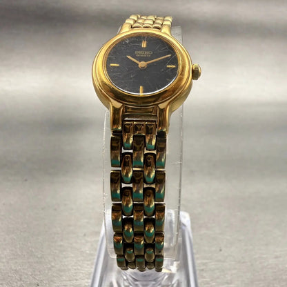 Seiko Watch Women 19mm Black Dial Gold Tone Round 1N00-0C49 New Battery Vintage5