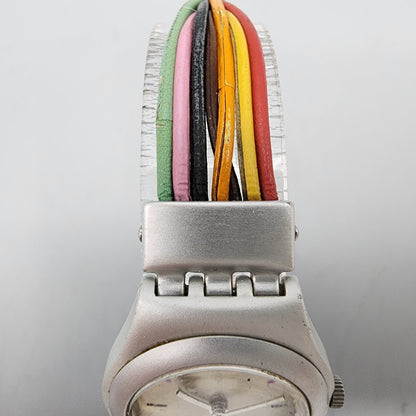 Swatch Irony Filamento Watch Women 25mm Silver Dial Silver Tone Round New Batt