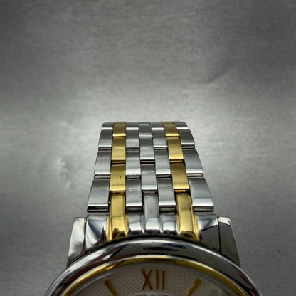 Grovana Watch Men 38mm White Dial Two Tone Date Round New Battery 170814