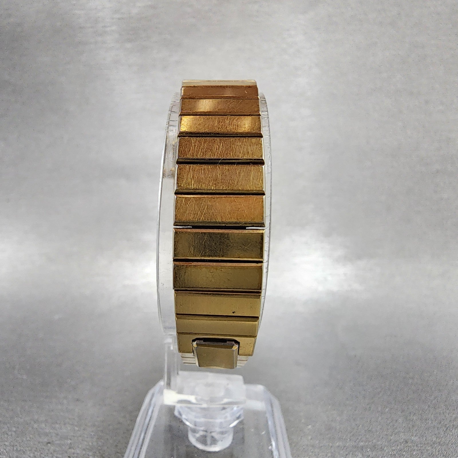 Seiko Lassale Tank Watch Women 19mm Black Dial Gold Tone Octagon New Battery7