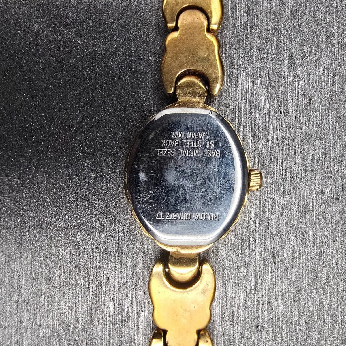 Bulova Watch Women 17mm Gold Dial Gold Diamond Oval 97P68 New Battery JP10