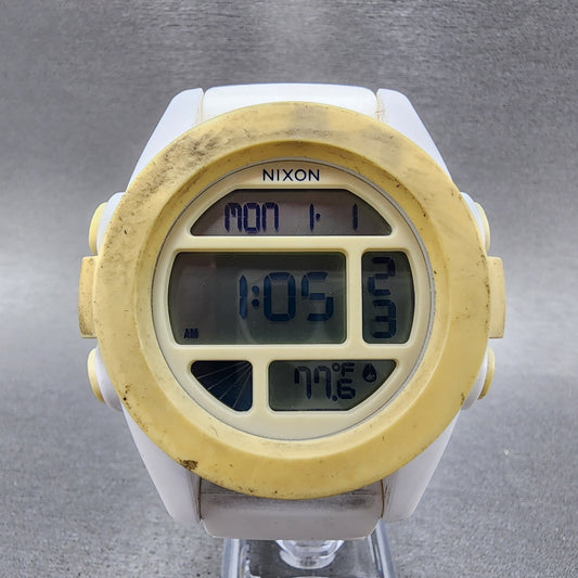 Nixon The Unit 40 Digital Watch Men 49mm White Tone Alarm Chrono New Battery