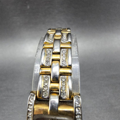 Citizen Eco-Drive Tank Watch Women 15mm White Dial Gold Tone Crystal Bezel Runs4