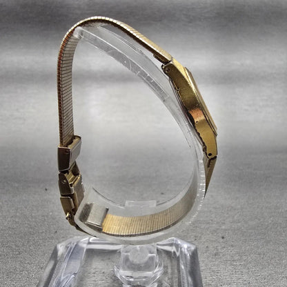Seiko Watch Women 19mm Gold Dial Gold Tone Round 4N00-0669 New Battery VTG 1238