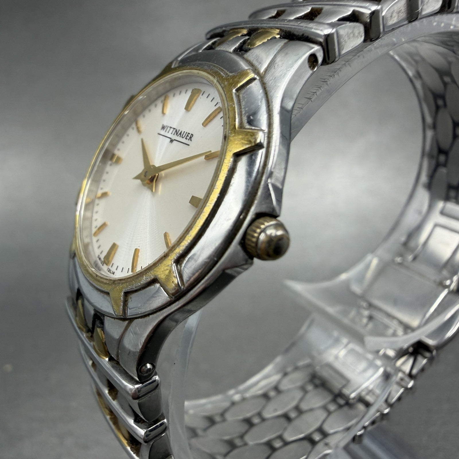 Wittnauer Watch Women 25mm White Dial Two Tone Round 12L14 New Battery2