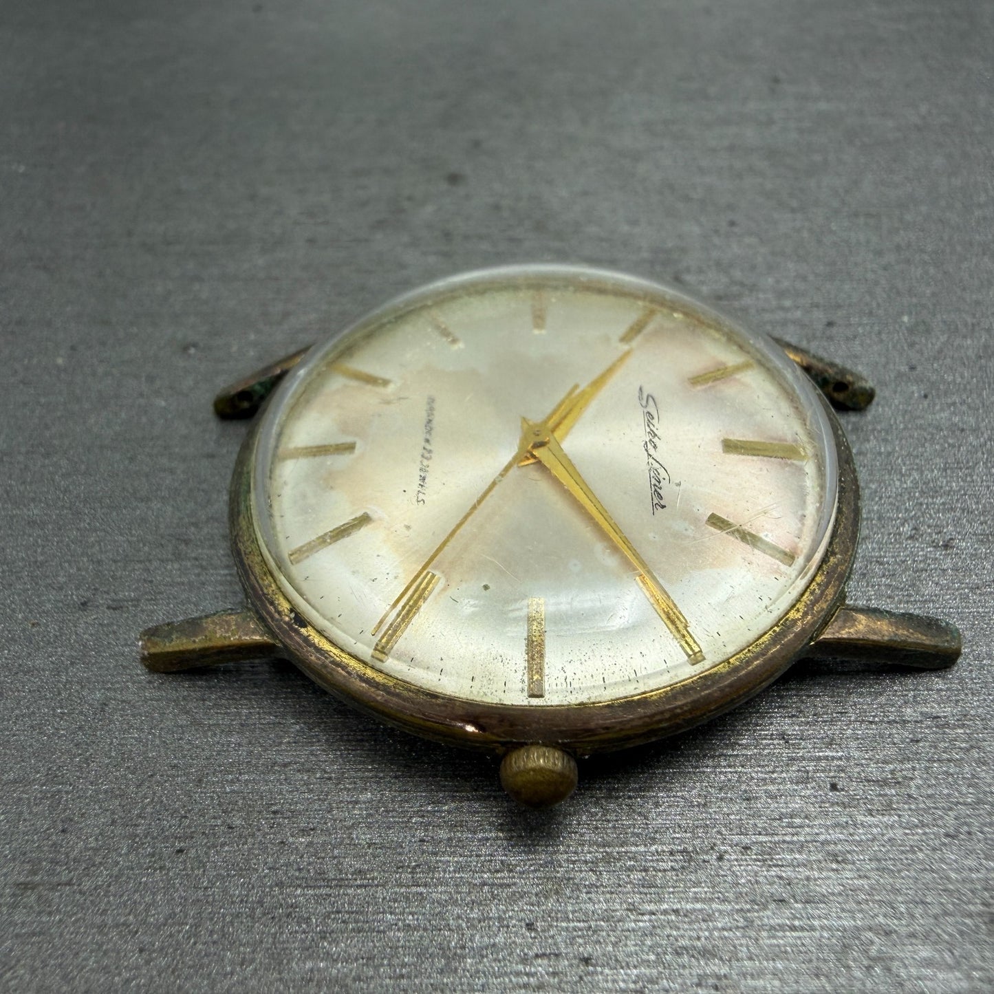 Seiko Liner Watch Men 35mm Silver Dial Gold Tone Round 15010E Manual PARTS VTG6