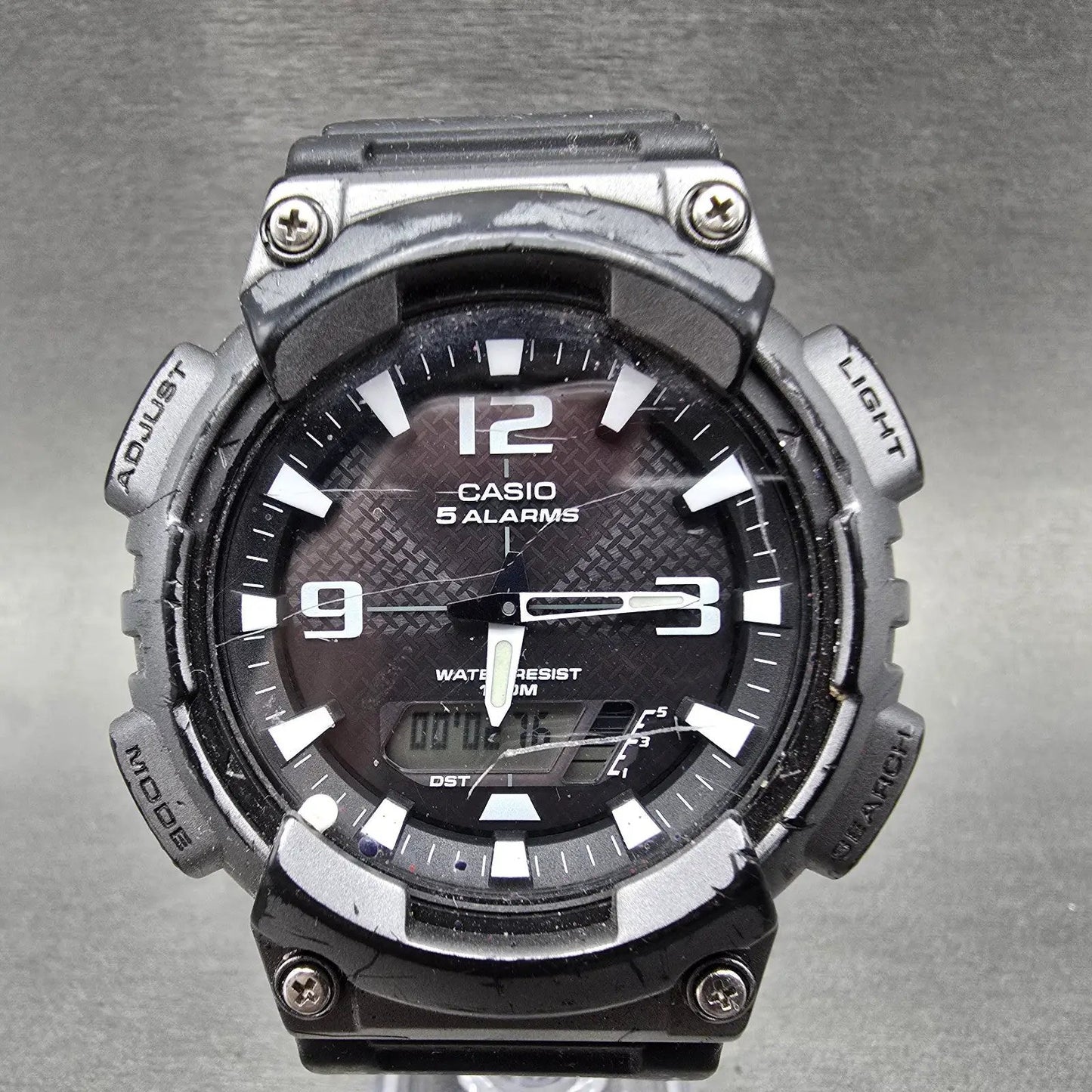Casio AQ-S810W Watch Men 47mm Black Gray Alarm Chronograph Analog Digital SolarF0