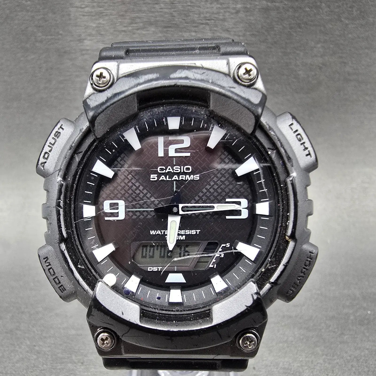 Casio AQ-S810W Watch Men 47mm Black Gray Alarm Chronograph Analog Digital SolarF0
