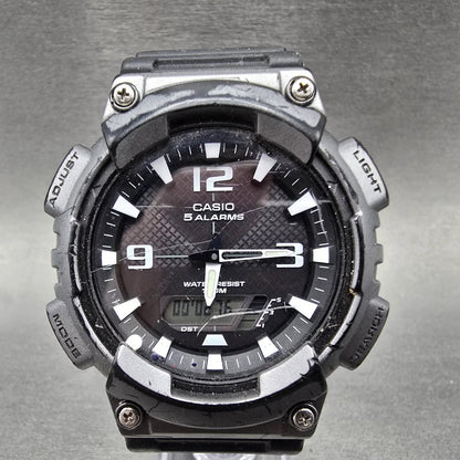 Casio AQ-S810W Watch Men 47mm Black Gray Alarm Chronograph Analog Digital SolarF0