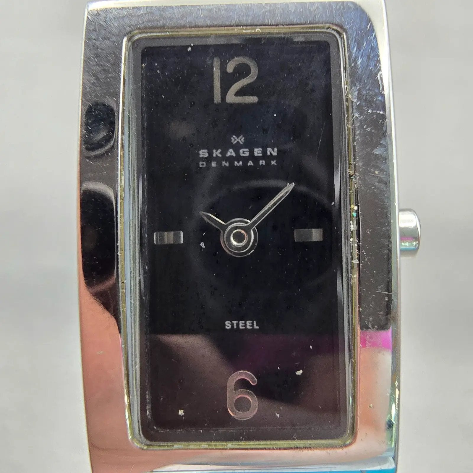 Skagen Watch Women 16mm Black Dial Silver Tone Rectangle 299SSXB New Battery1