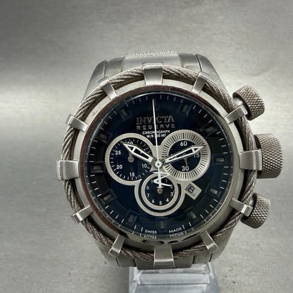 Invicta Reserve Chronograph Watch Men 50mm Black Dial Steel Date 112803 New Batt0