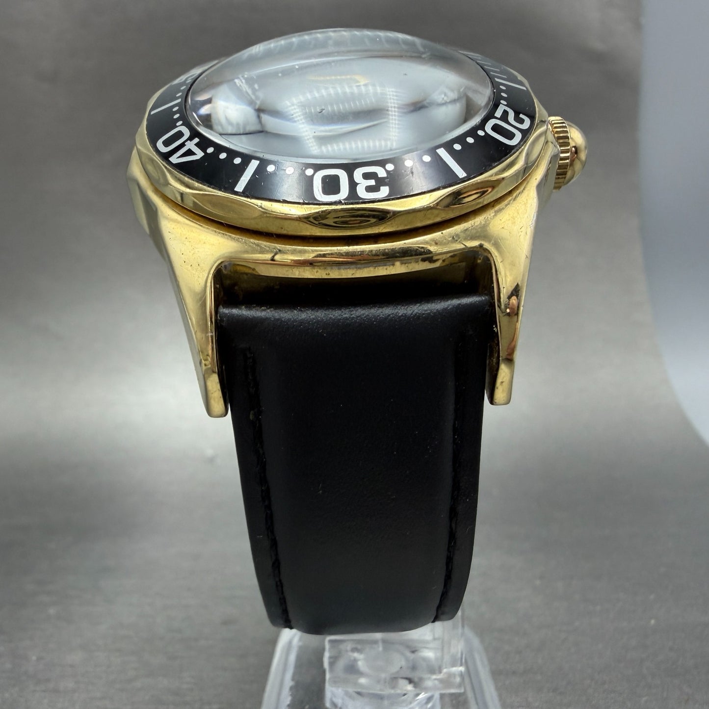 Invicta Dive Watch Men 44mm Black Dial Gold Tone Date Automatic 3505 Runs6