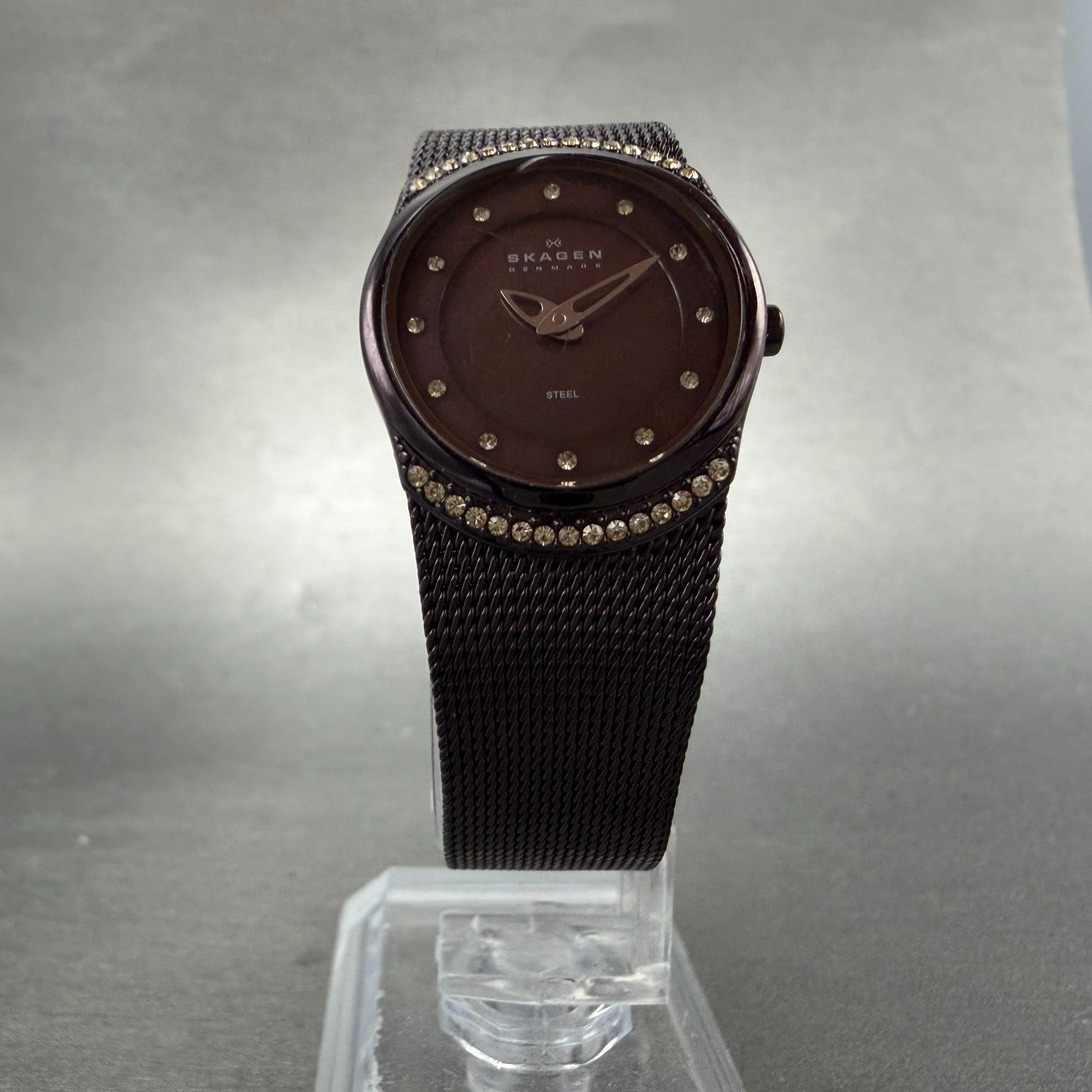 Skagen Watch Women 23mm MOP Dial Purple Tone Ovel Cyrtstals 686XSMM New Battery5