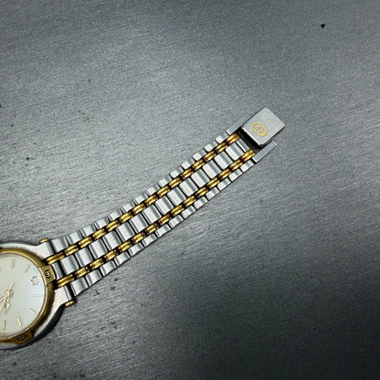 Gucci 9000L Watch Women 25mm Cream Dial Two Tone Date Round NO CASEBACK PARTS8