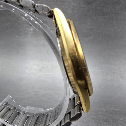 Seiko SQ Watch Men 34mm Gold Dial Gold Tone Daydate Round 8123-8000 PARTS VTG4