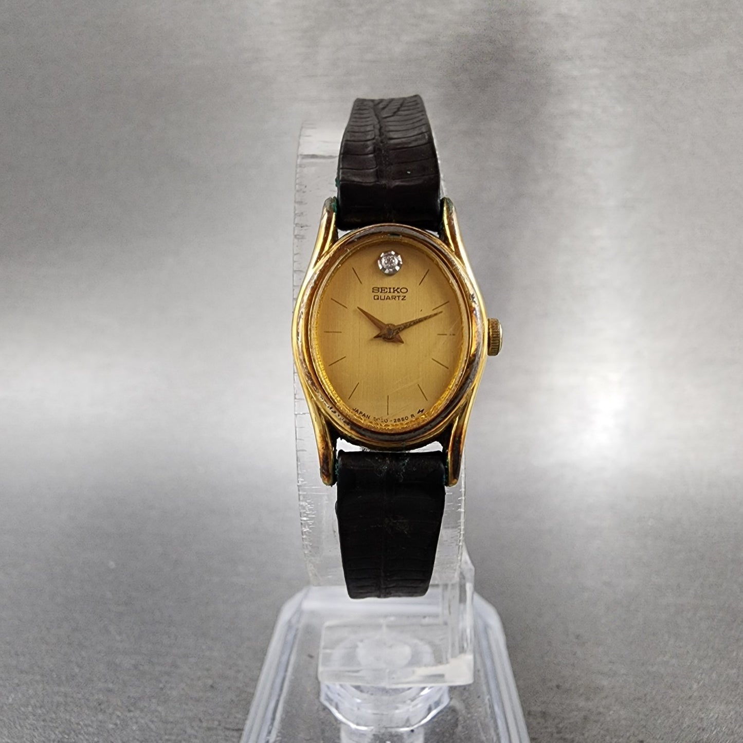 Seiko Watch Women 16mm Champagne Dial Gold Tone 2c206399 New Battery5