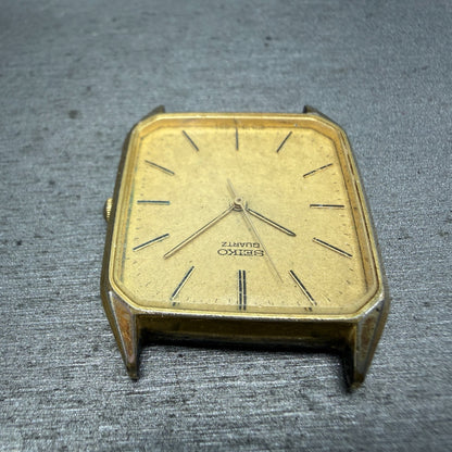 Seiko Tank Watch Men 27mm Champagne Dial Gold Tone Rectangle 7431-5049 PARTS5