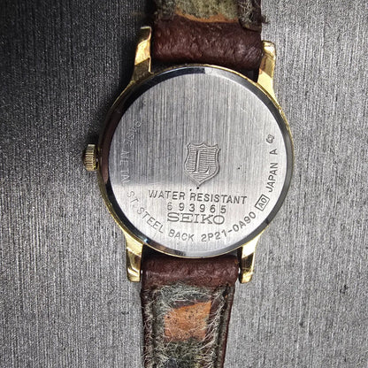 Seiko The League Watch Women 23mm Gold Dial Gold Tone Round 2P21-0A90 New Batt10