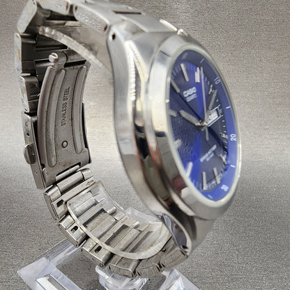 Casio Watch Men 38mm Blue Dial Silver Tone Daydate MTP1228D New Battery3