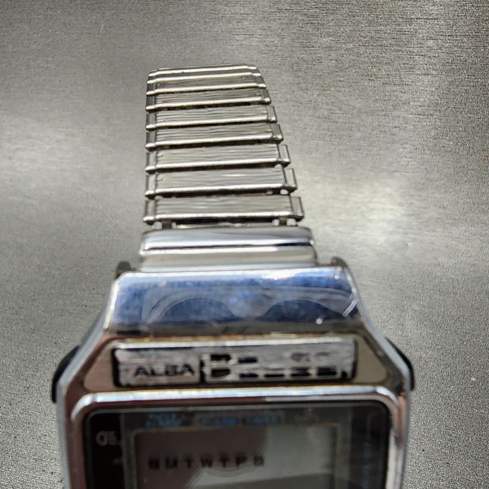 Seiko Alba Digital Watch Men 36mm Silver Tone Alarm Chronograph Y8235000 PARTS5