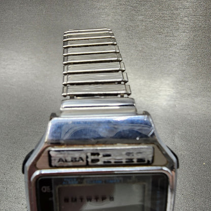 Seiko Alba Digital Watch Men 36mm Silver Tone Alarm Chronograph Y8235000 PARTS5