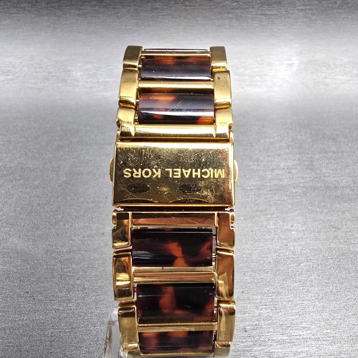 Michael Kors Tortoise Watch Women 29mm Brown Dial Gold Tone Date MK4242 New Batt7