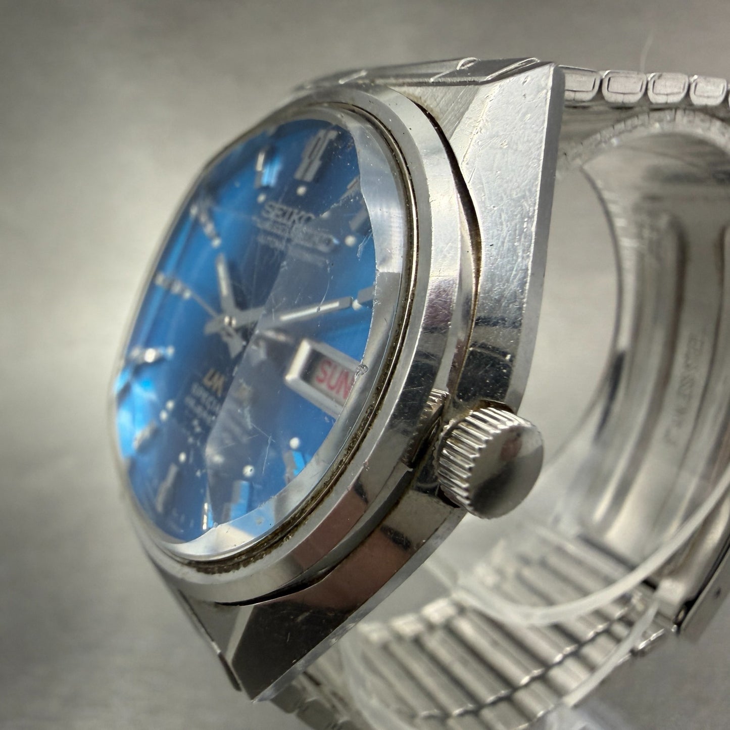 Seiko LM Special Watch Men 35mm Blue Dial Silver Tone Daydate 52167000 Runs2