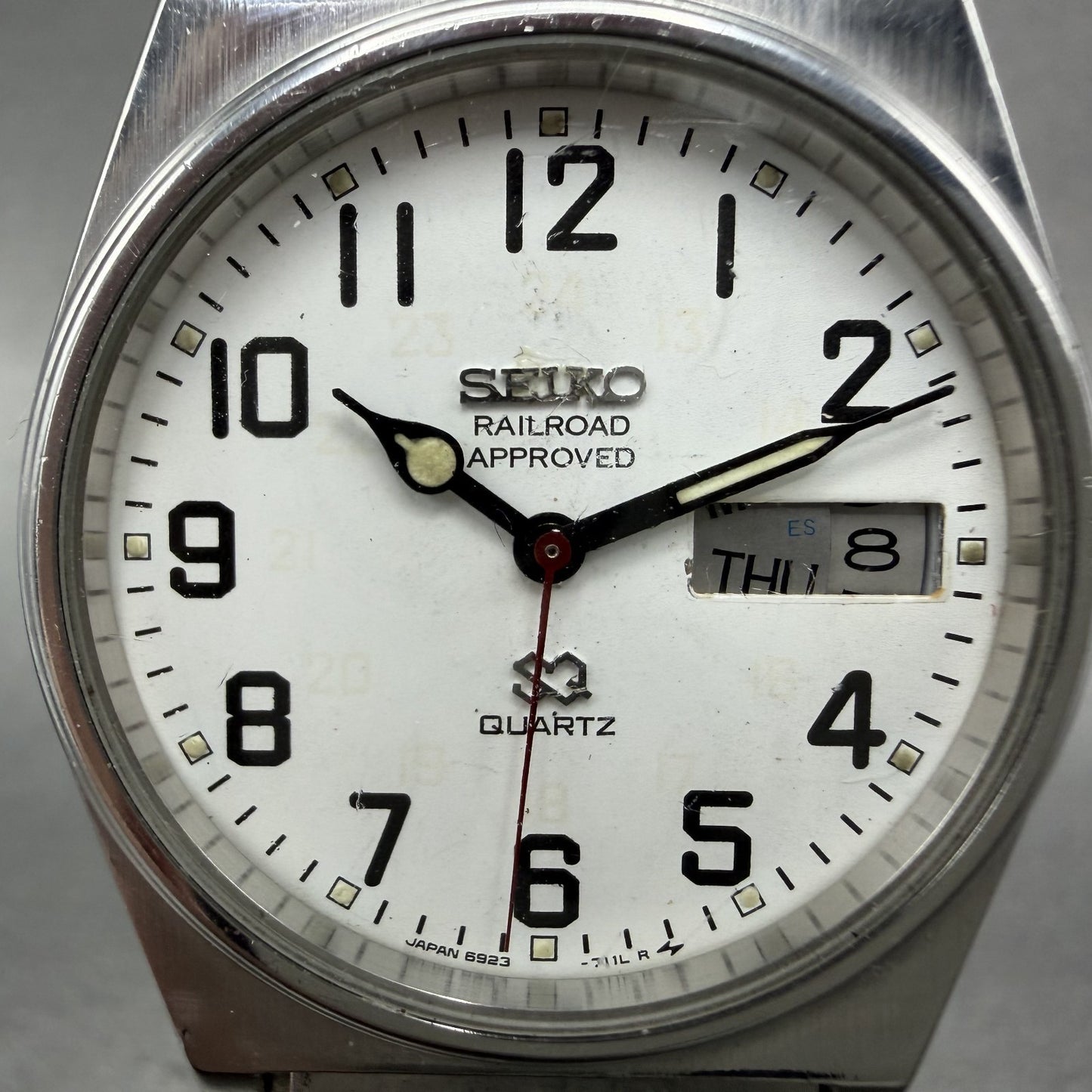 Seiko Railroad Approved Watch Men 33mm White Dial Silver Tone Daydate PARTS2