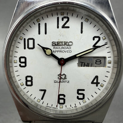 Seiko Railroad Approved Watch Men 33mm White Dial Silver Tone Daydate PARTS2
