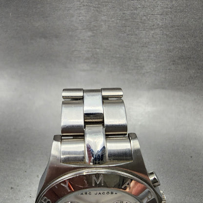 Marc Jacobs Blade Chronograph Watch Women 39mm Silver Dial Steel Date New Batt4