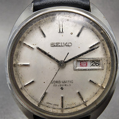Seiko Lord Matic Watch Men 37mm Silver Dial Silver Tone Daydate Runs READ!!!!!!!1