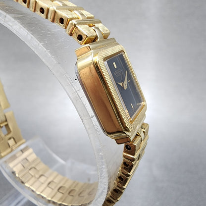 Seiko Tank Watch Women 13mm Gold Tone Rectangle 1e205689 New Battery3