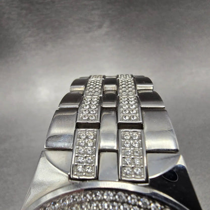 Bulova Crystal Watch Men 42mm Black Dial Steel Date 96K102 Round PARTS5