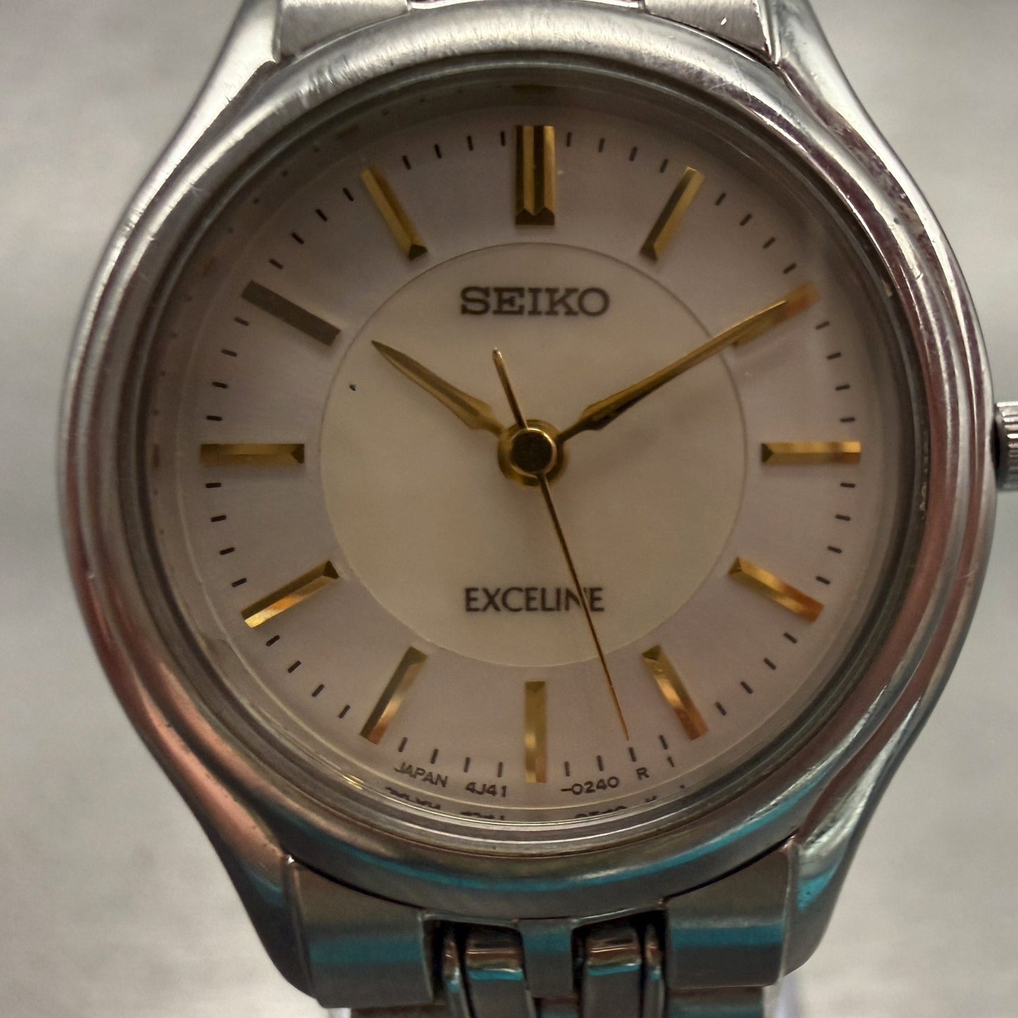 Seiko Exceline Watch Women 24mm MOP Dial Silver Tone Round 4J41-0030 New Battery1