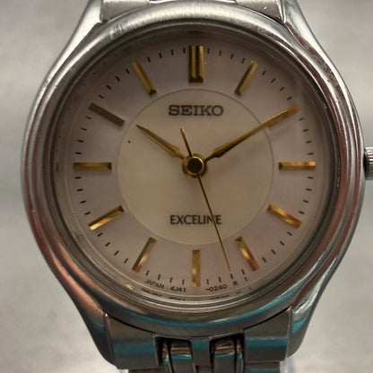 Seiko Exceline Watch Women 24mm MOP Dial Silver Tone Round 4J41-0030 New Battery1