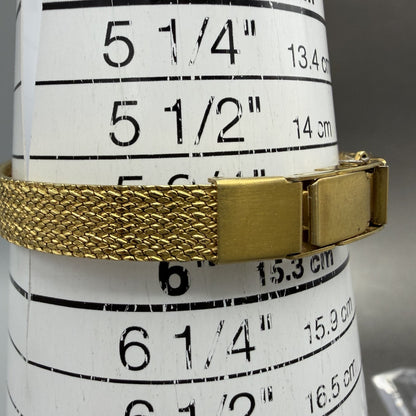 Seiko Watch Women 17mm Gold Dial Gold Tone Diamond Accent Oval 2Y00 New Battery10