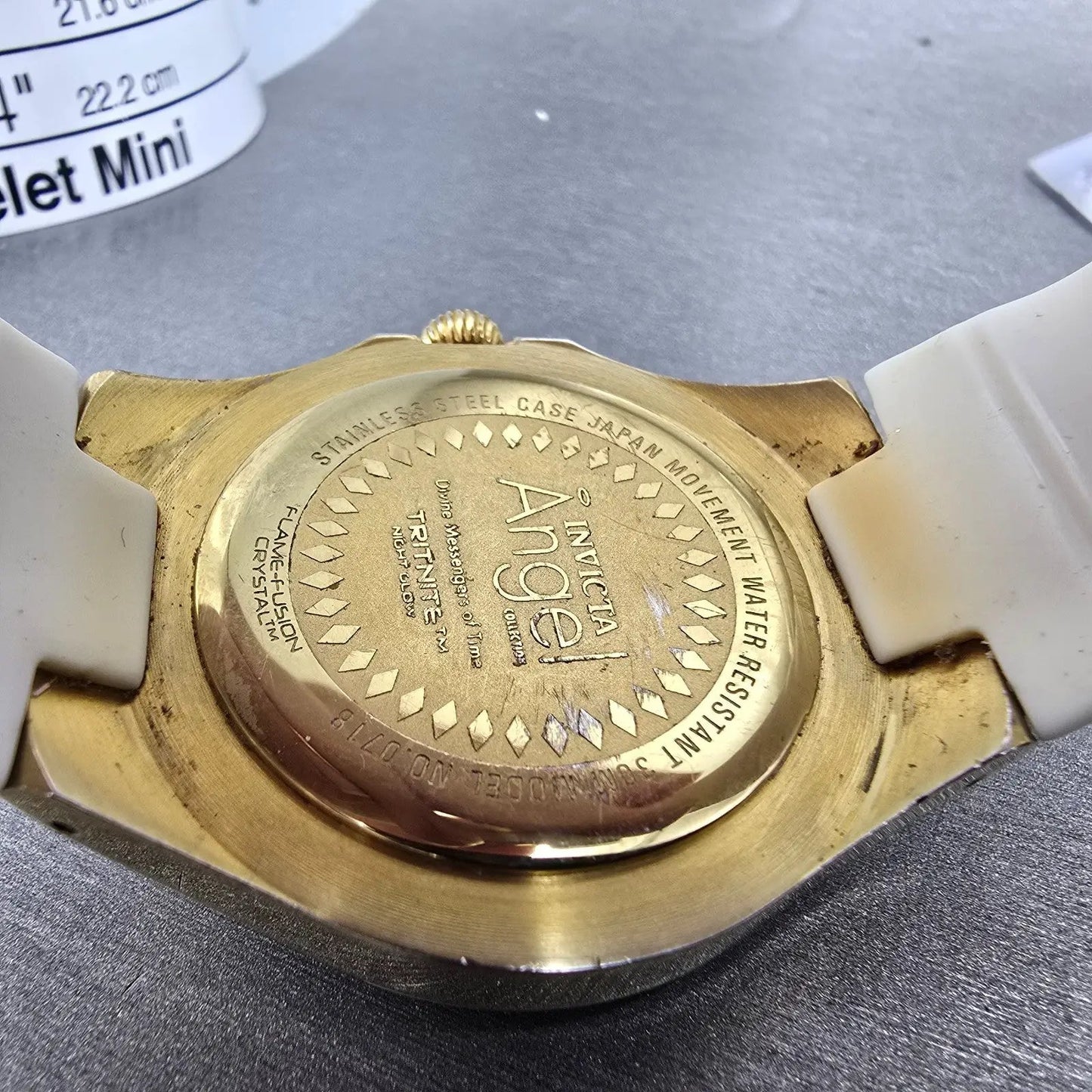 Invicta Angel Dive Watch Women 38mm White Dial Gold Tone Daydate 0718 New Batt9