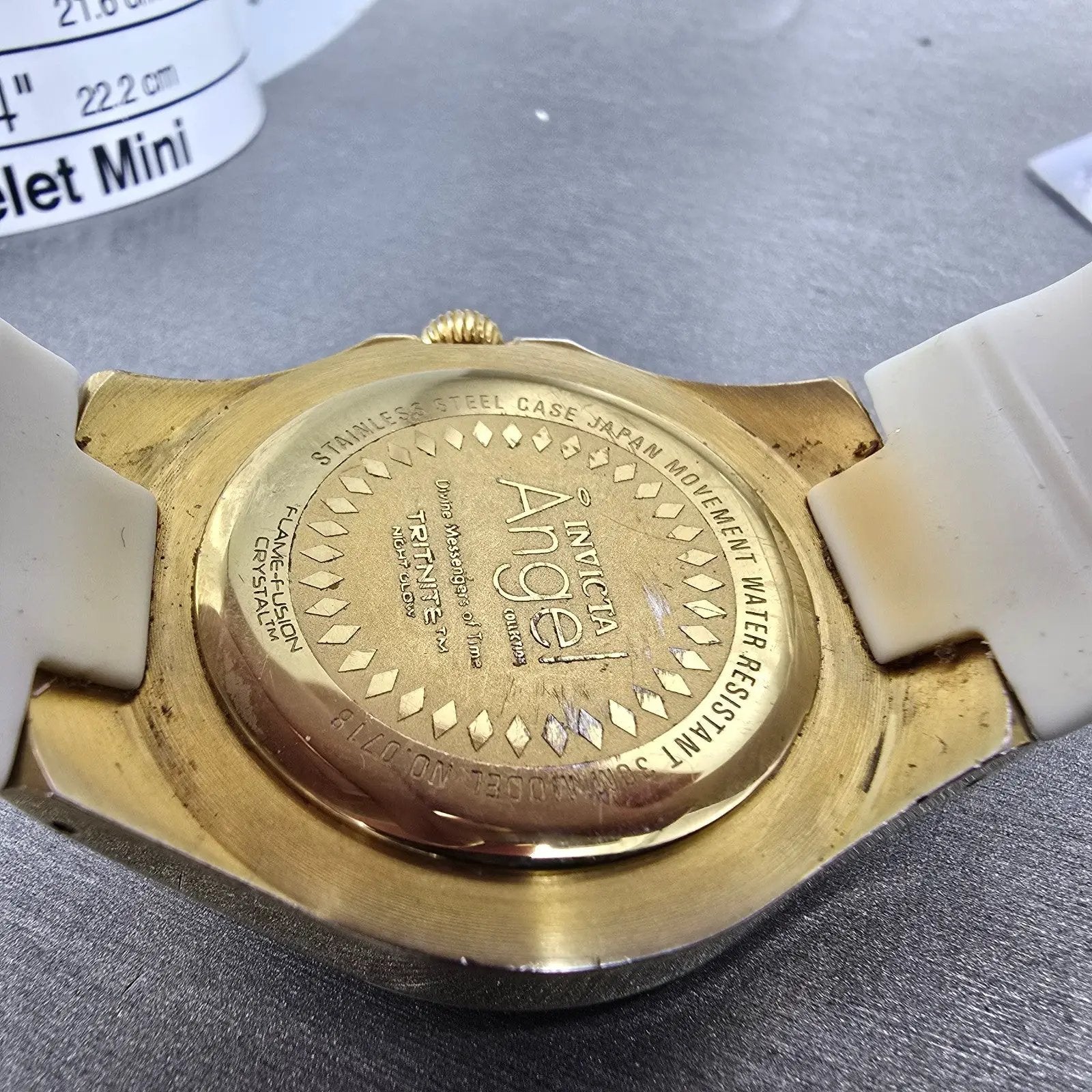 Invicta Angel Dive Watch Women 38mm White Dial Gold Tone Daydate 0718 New Batt9