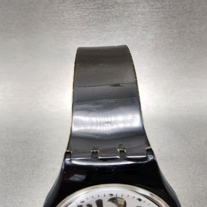 Swatch Blackboard Automatic Watch Men 34mm White Dial Black SAB103 Round Runs4